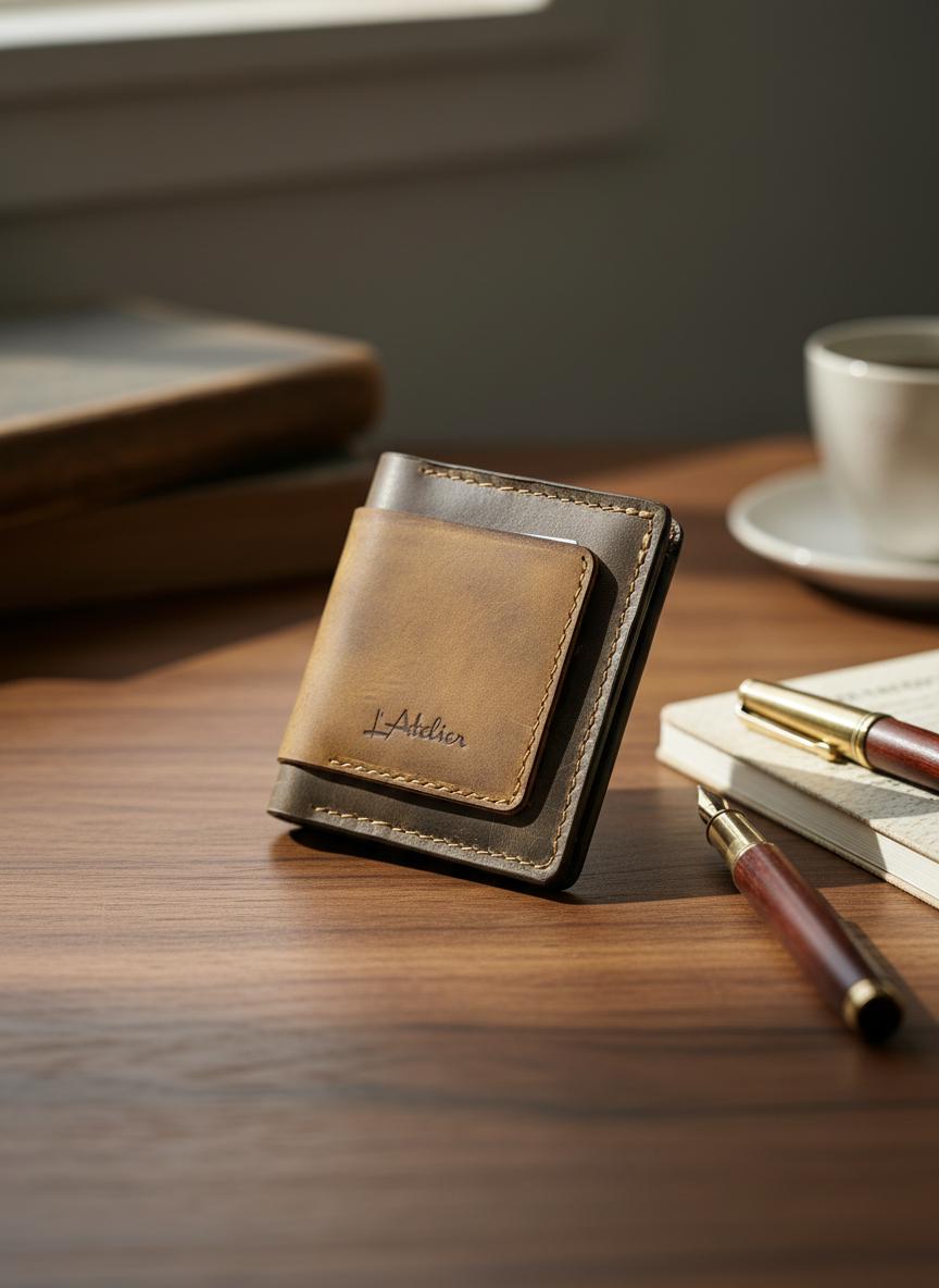 L'Atelier Élégance – Porte feuille Duo Prestige en Cuir Véritable