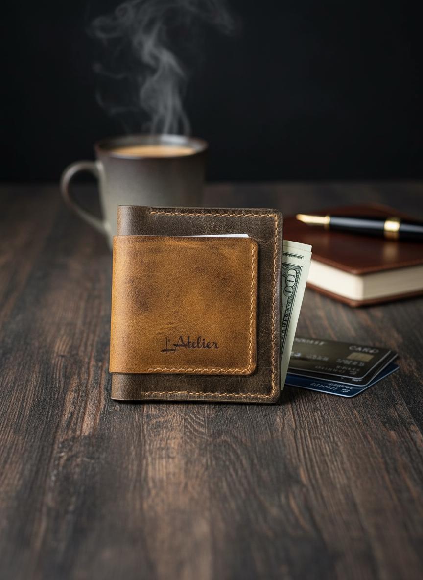 L'Atelier Élégance – Porte feuille Duo Prestige en Cuir Véritable