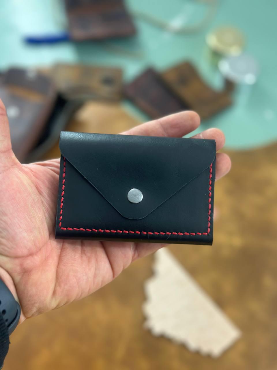 Porte-cartes en cuir fait main – Style enveloppe Crealux