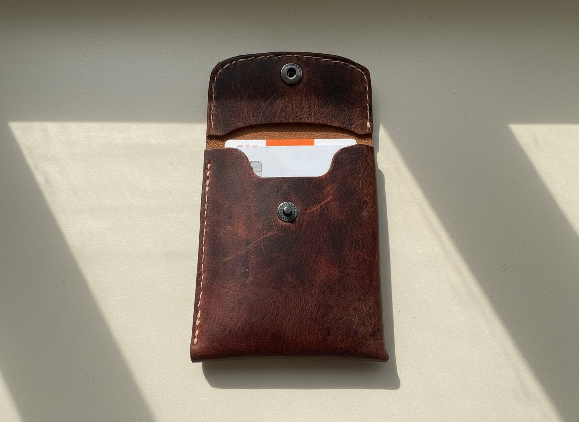 Porte-cartes en cuir marron vintage – Compact & Élégant