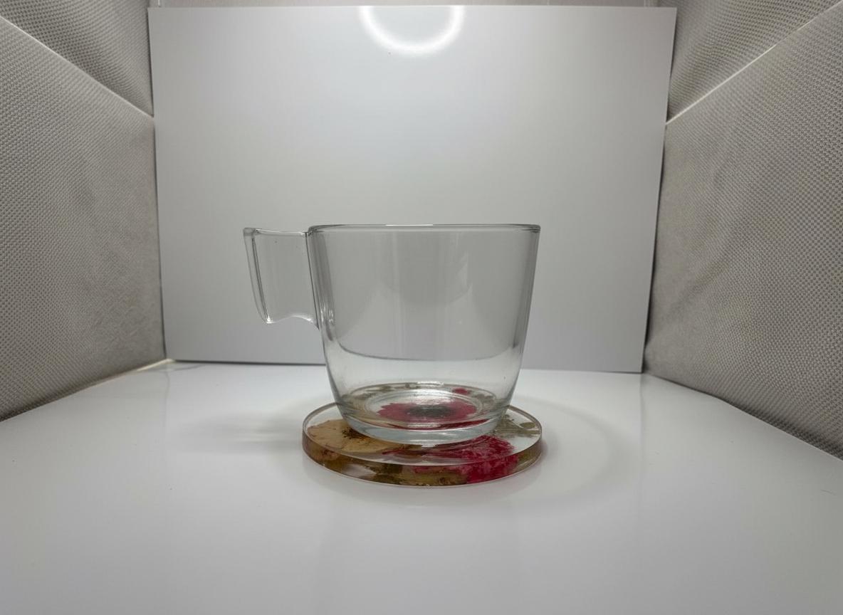 Sous-verres en résine avec fleurs naturelles – Lot de 5 – Élégance, Amour et Art de Vivre – Support inclus