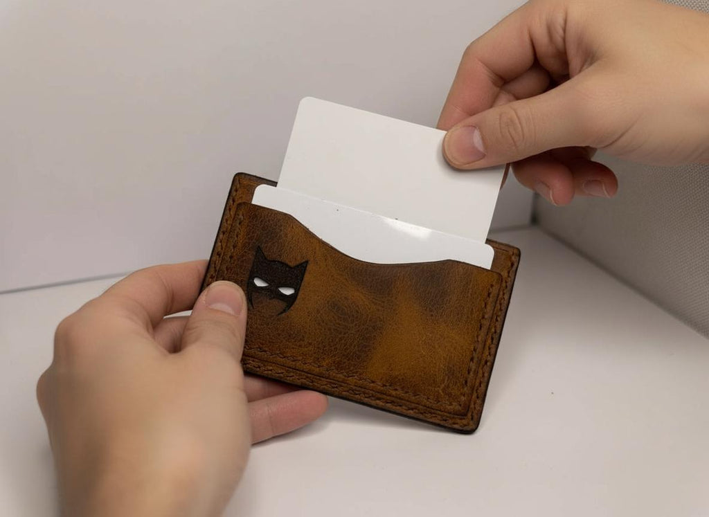 Porte-cartes cuir véritable – Finition vintage BATMAN