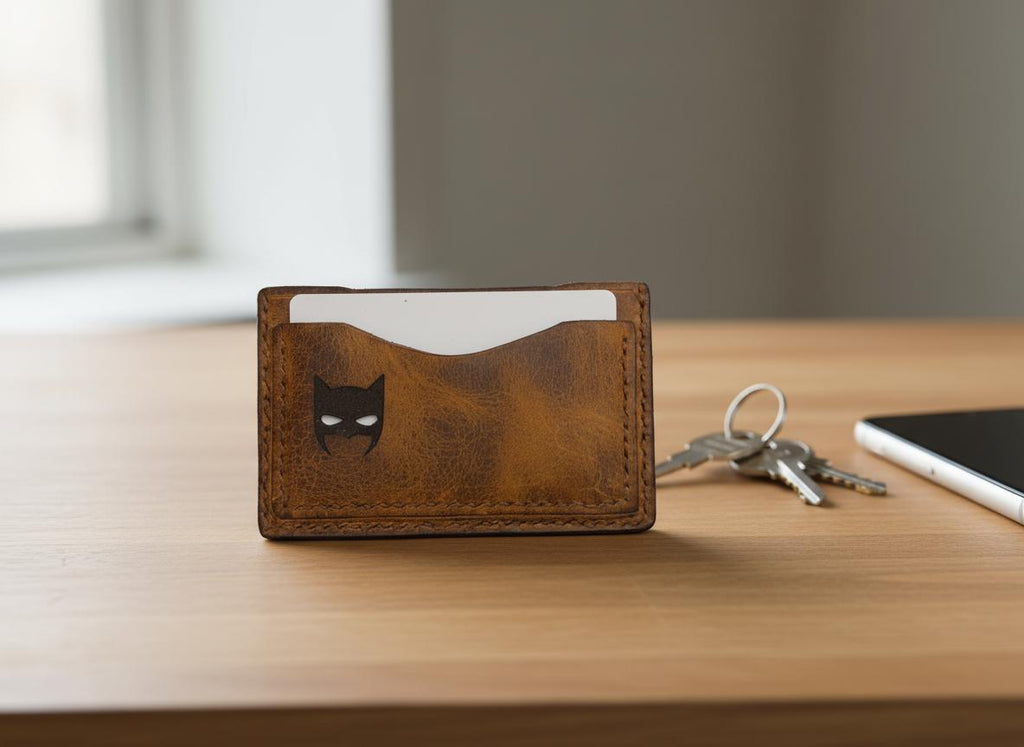 Porte-cartes cuir véritable – Finition vintage BATMAN