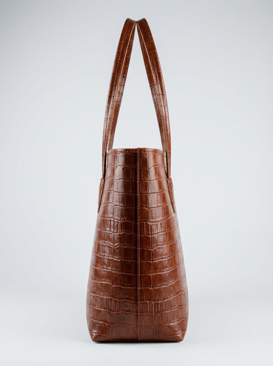 Handmade Croc-Embossed Leather Tote Bag – Genuine Vegetable Tanned Leather Handbag – Elegant Luxury Women’s Bag
