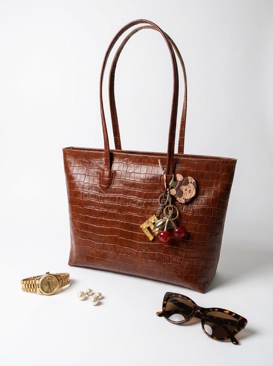 Handmade Croc-Embossed Leather Tote Bag – Genuine Vegetable Tanned Leather Handbag – Elegant Luxury Women’s Bag