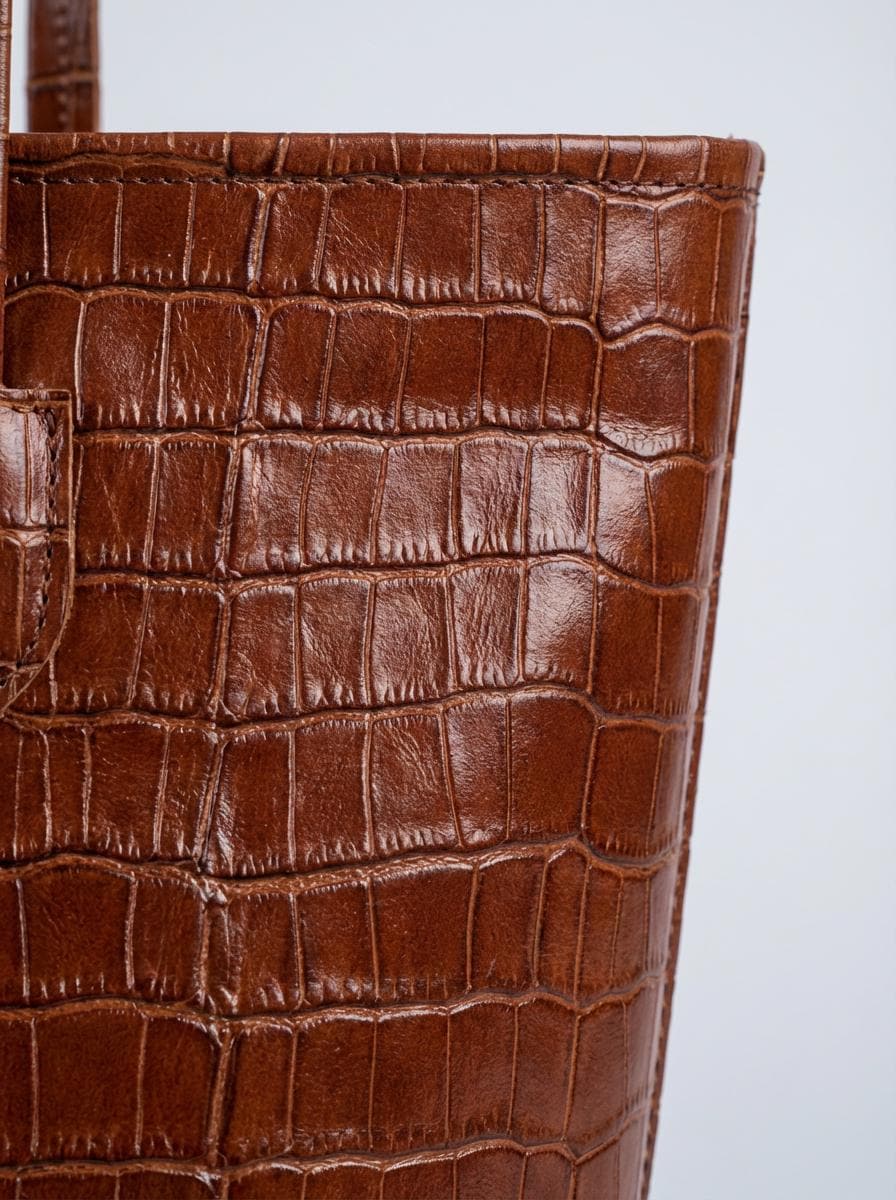 Handmade Croc-Embossed Leather Tote Bag – Genuine Vegetable Tanned Leather Handbag – Elegant Luxury Women’s Bag