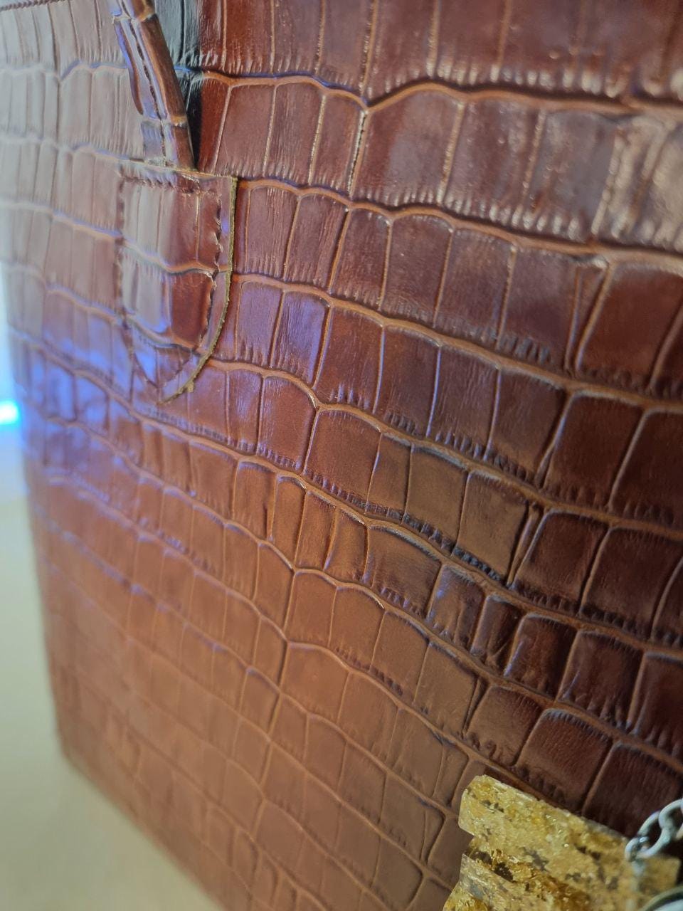 Handmade Croc-Embossed Leather Tote Bag – Genuine Vegetable Tanned Leather Handbag – Elegant Luxury Women’s Bag