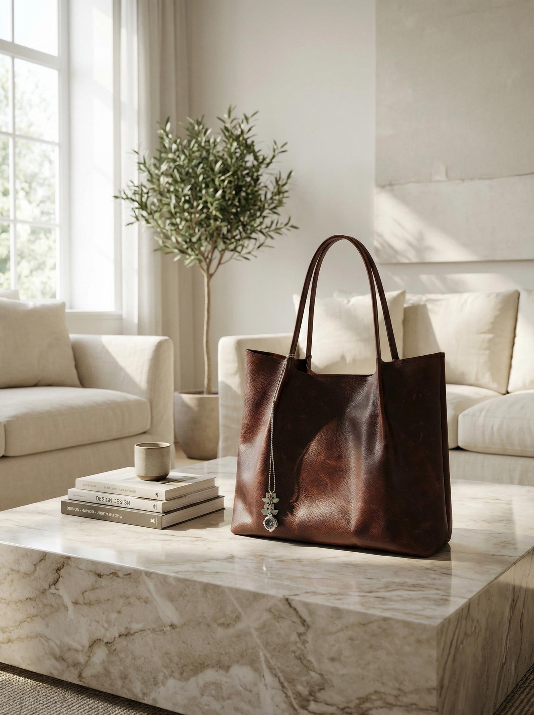 Handmade Genuine Leather Tote Bag for Women – Artisan Leather Handbag – Vintage Brown Leather Shoulder Bag