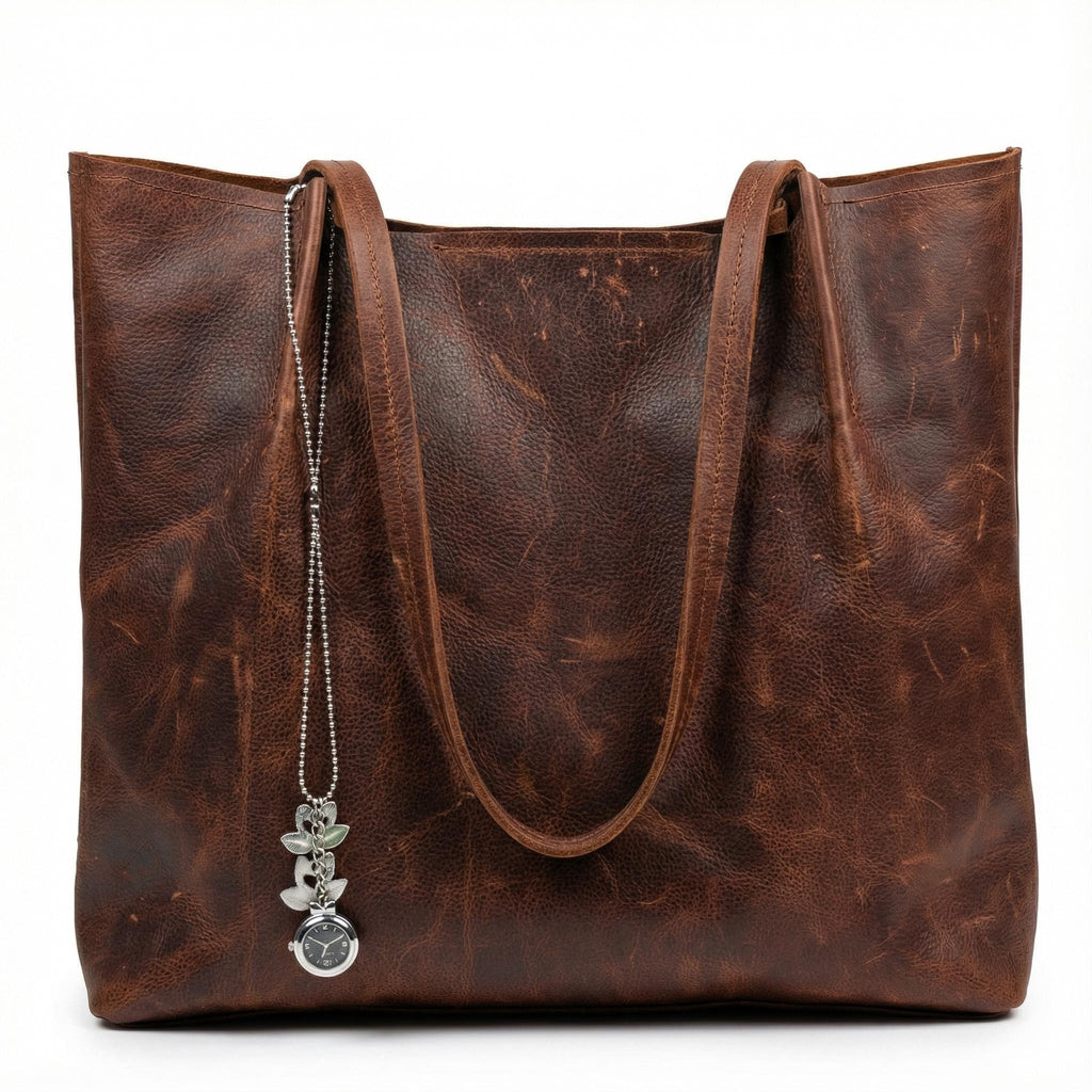 Handmade Genuine Leather Tote Bag for Women – Artisan Leather Handbag – Vintage Brown Leather Shoulder Bag