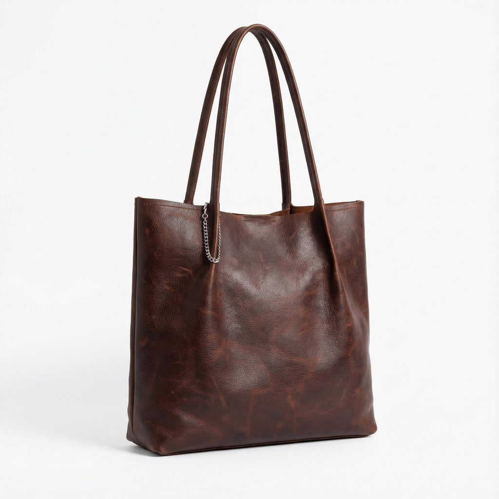 Handmade Genuine Leather Tote Bag for Women – Artisan Leather Handbag – Vintage Brown Leather Shoulder Bag