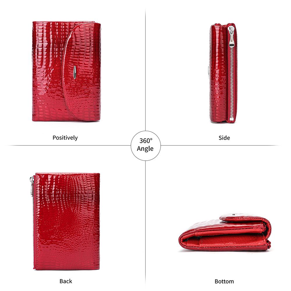 Red Crocodile Wallet for Women, Leather Zip Wallet, Luxury Clutch Purse, Elegant Long Wallet, Patent Leather Wallet, Gift for Her