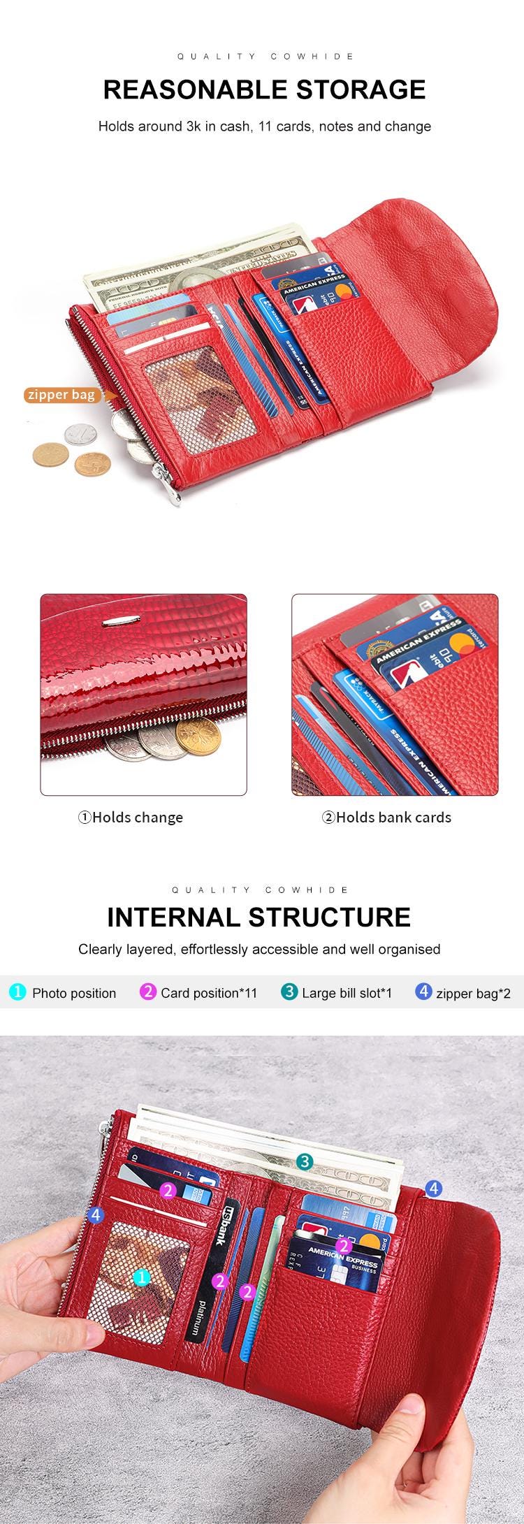 Burgundy Crocodile Wallet for Women, Patent Leather Long Wallet, Zip Clutch Purse, Multi Card Holder, Elegant Red Wallet, Gift for Her