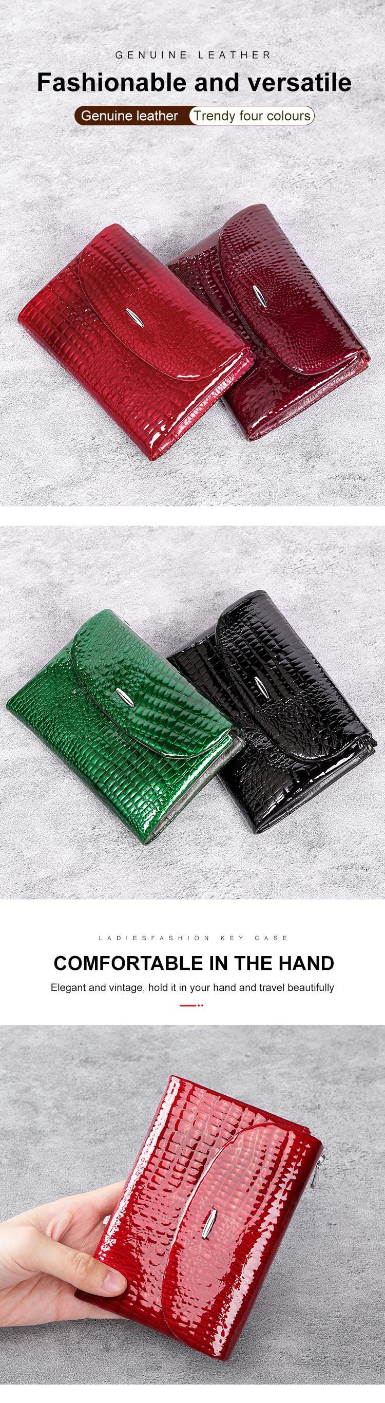 Black Crocodile Wallet for Women, Patent Leather Long Wallet, Zip Clutch Purse, Multi Card Holder, Elegant Black Wallet