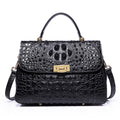 Black Crocodile Handbag for Women, Luxury Leather Shoulder Bag, Elegant Top Handle Purse, Crossbody Satchel, Designer Style Tote