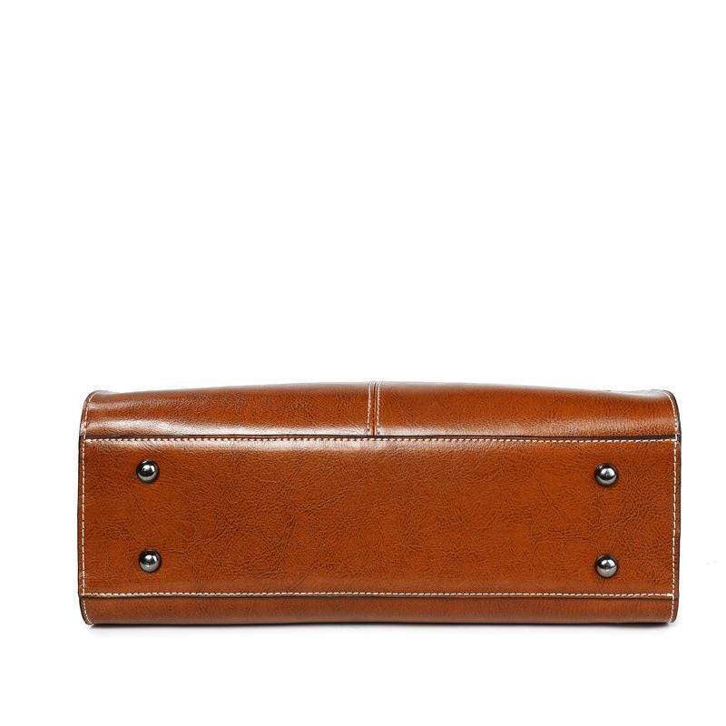 Vintage Brown Leather Tote Bag for Women, Large Shoulder Handbag, Elegant Crossbody Purse, Office Work Bag, Everyday Chic Satchel