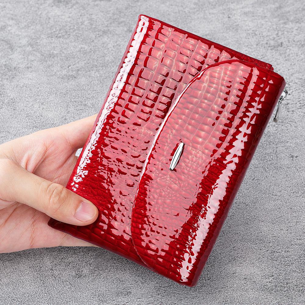 Red Crocodile Wallet for Women, Leather Zip Wallet, Luxury Clutch Purse, Elegant Long Wallet, Patent Leather Wallet, Gift for Her