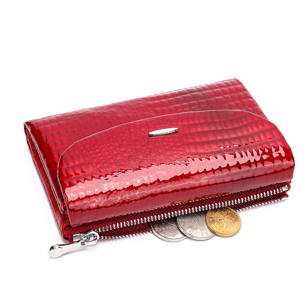 Red Crocodile Wallet for Women, Leather Zip Wallet, Luxury Clutch Purse, Elegant Long Wallet, Patent Leather Wallet, Gift for Her