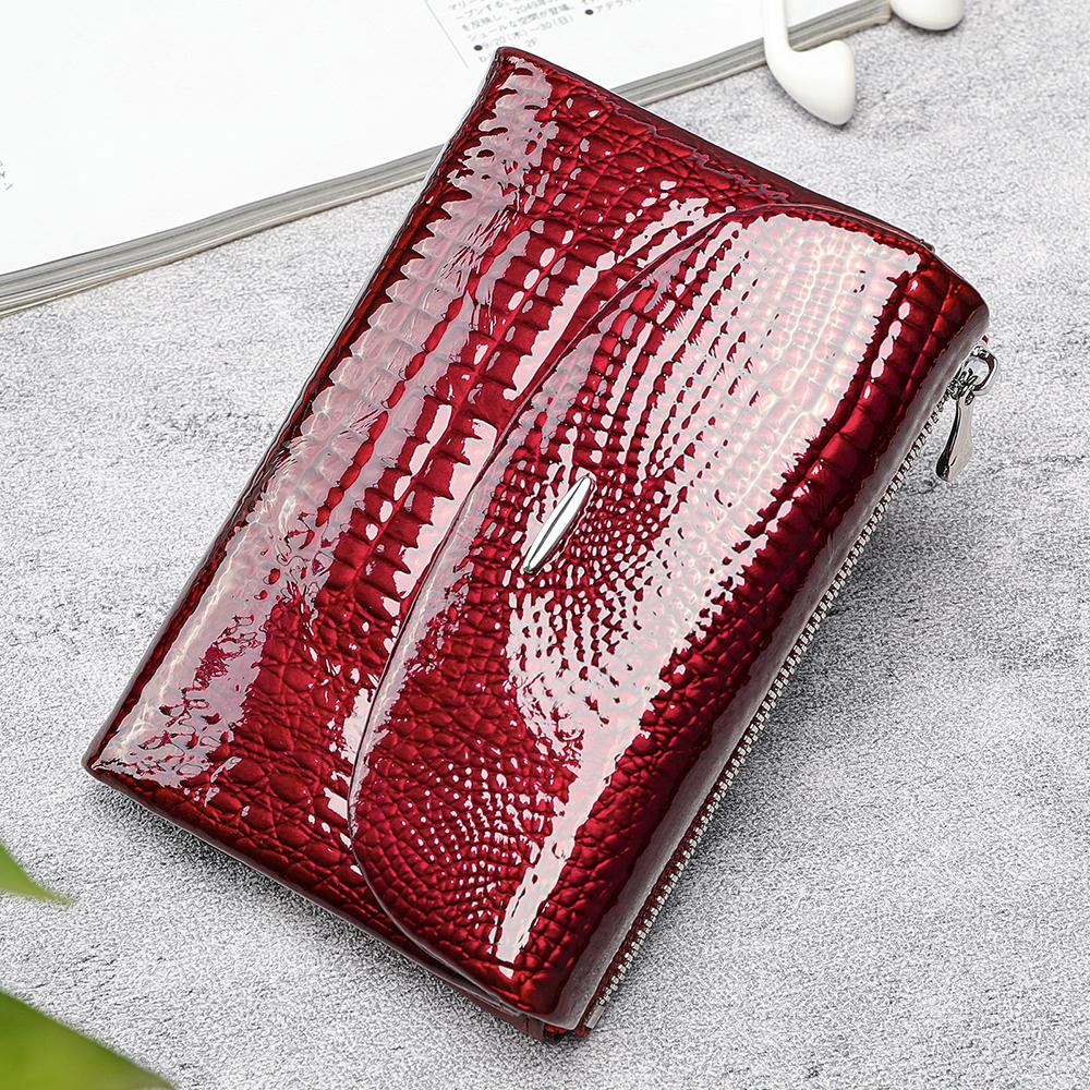 Burgundy Crocodile Wallet for Women, Patent Leather Long Wallet, Zip Clutch Purse, Multi Card Holder, Elegant Red Wallet, Gift for Her
