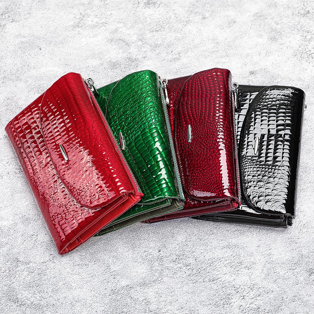Burgundy Crocodile Wallet for Women, Patent Leather Long Wallet, Zip Clutch Purse, Multi Card Holder, Elegant Red Wallet, Gift for Her