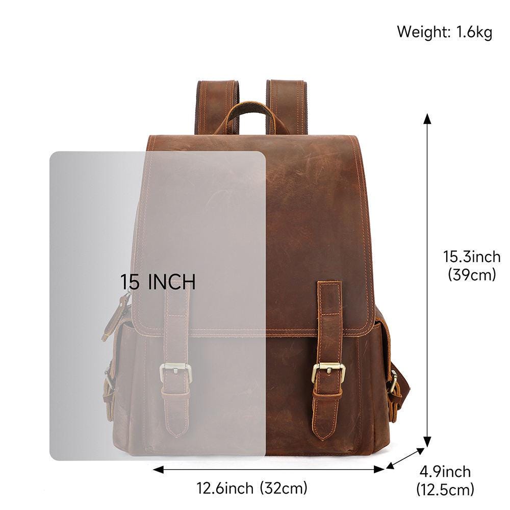 Una mochila de cuero clásica combina elegancia tradicional, resistencia y funcionalidad