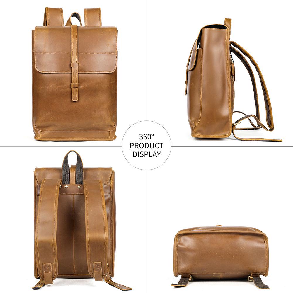 Mochila de cuero moderna — diseño minimalista, formas geométricas, estilo urbano