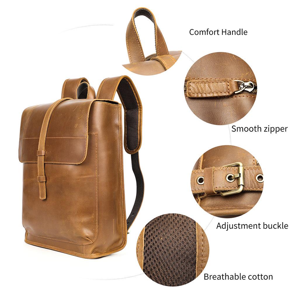 Mochila de cuero moderna — diseño minimalista, formas geométricas, estilo urbano