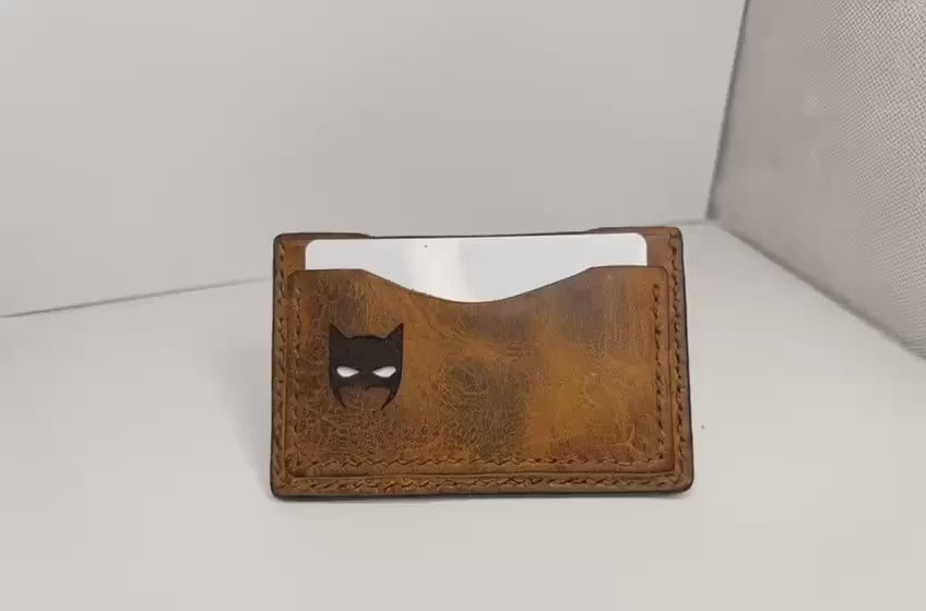 Porte-cartes cuir véritable – Finition vintage BATMAN